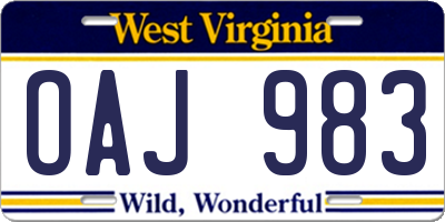 WV license plate OAJ983