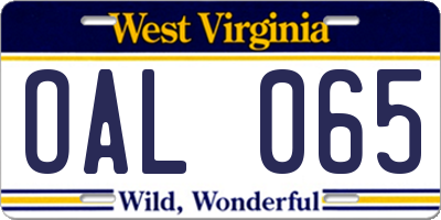 WV license plate OAL065
