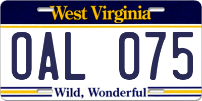 WV license plate OAL075