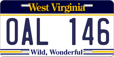 WV license plate OAL146