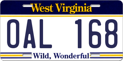 WV license plate OAL168