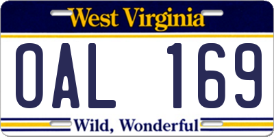 WV license plate OAL169