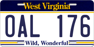 WV license plate OAL176