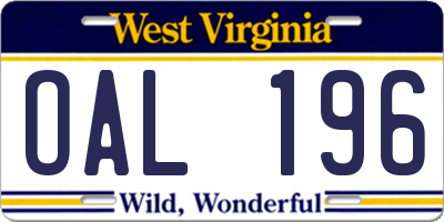 WV license plate OAL196