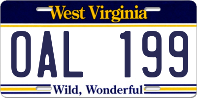 WV license plate OAL199