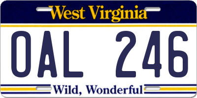 WV license plate OAL246
