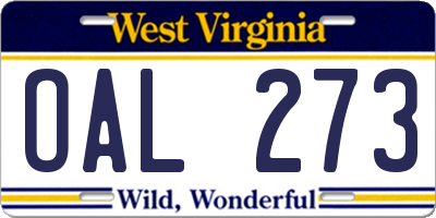 WV license plate OAL273
