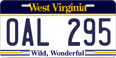WV license plate OAL295