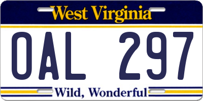 WV license plate OAL297