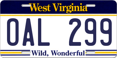 WV license plate OAL299