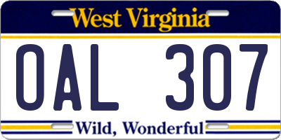 WV license plate OAL307