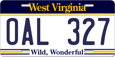WV license plate OAL327