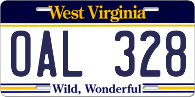 WV license plate OAL328