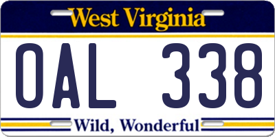 WV license plate OAL338