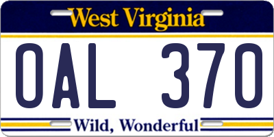 WV license plate OAL370