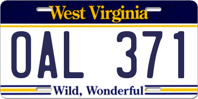 WV license plate OAL371