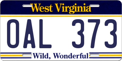 WV license plate OAL373