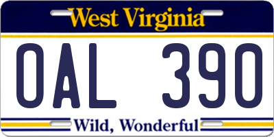 WV license plate OAL390