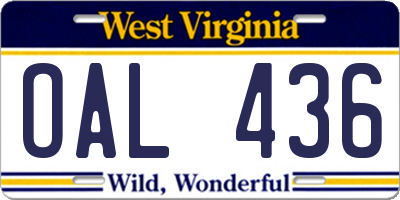 WV license plate OAL436