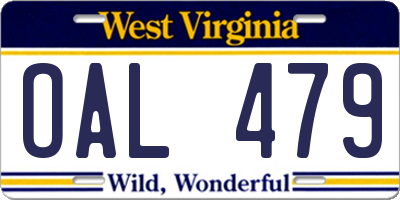 WV license plate OAL479