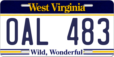 WV license plate OAL483