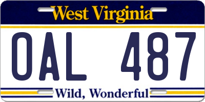 WV license plate OAL487