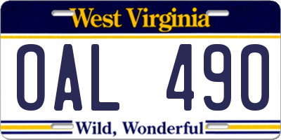 WV license plate OAL490