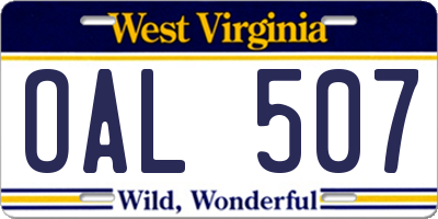 WV license plate OAL507