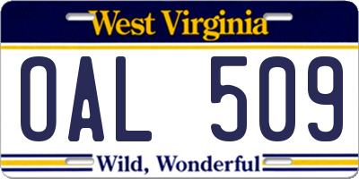 WV license plate OAL509