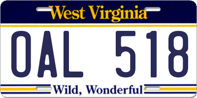 WV license plate OAL518