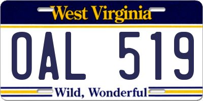 WV license plate OAL519