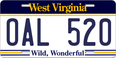 WV license plate OAL520