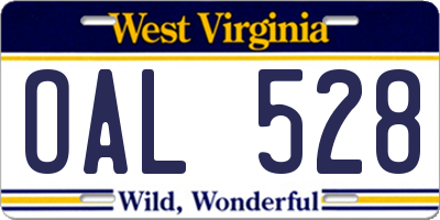 WV license plate OAL528