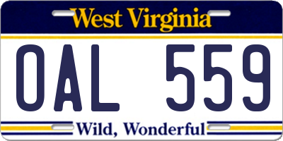 WV license plate OAL559
