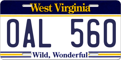 WV license plate OAL560