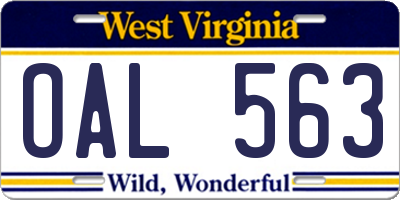 WV license plate OAL563
