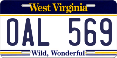 WV license plate OAL569