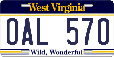 WV license plate OAL570