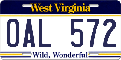 WV license plate OAL572