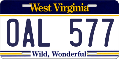 WV license plate OAL577