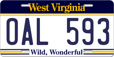WV license plate OAL593