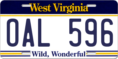 WV license plate OAL596