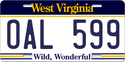 WV license plate OAL599