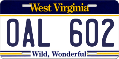 WV license plate OAL602