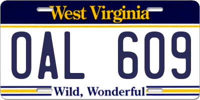 WV license plate OAL609