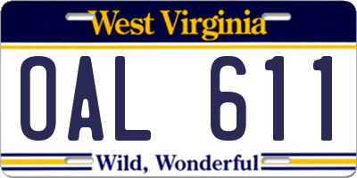WV license plate OAL611