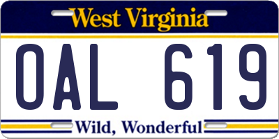 WV license plate OAL619