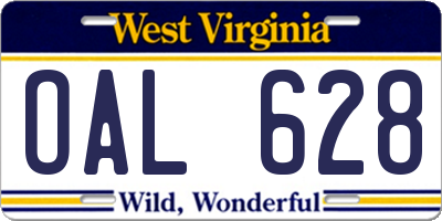 WV license plate OAL628