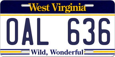 WV license plate OAL636