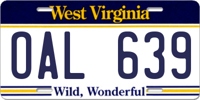 WV license plate OAL639